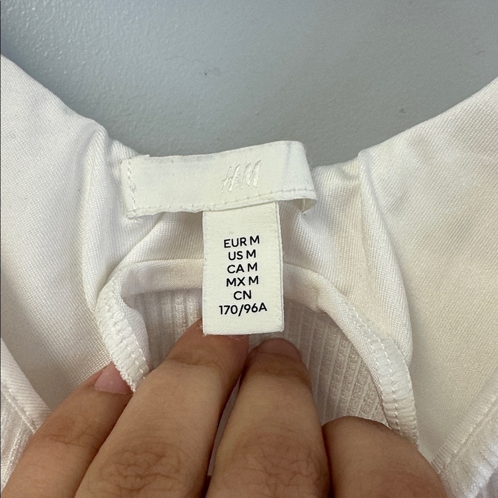H&M White Ribbed Tank Bodysuit - Picture 2 of 6